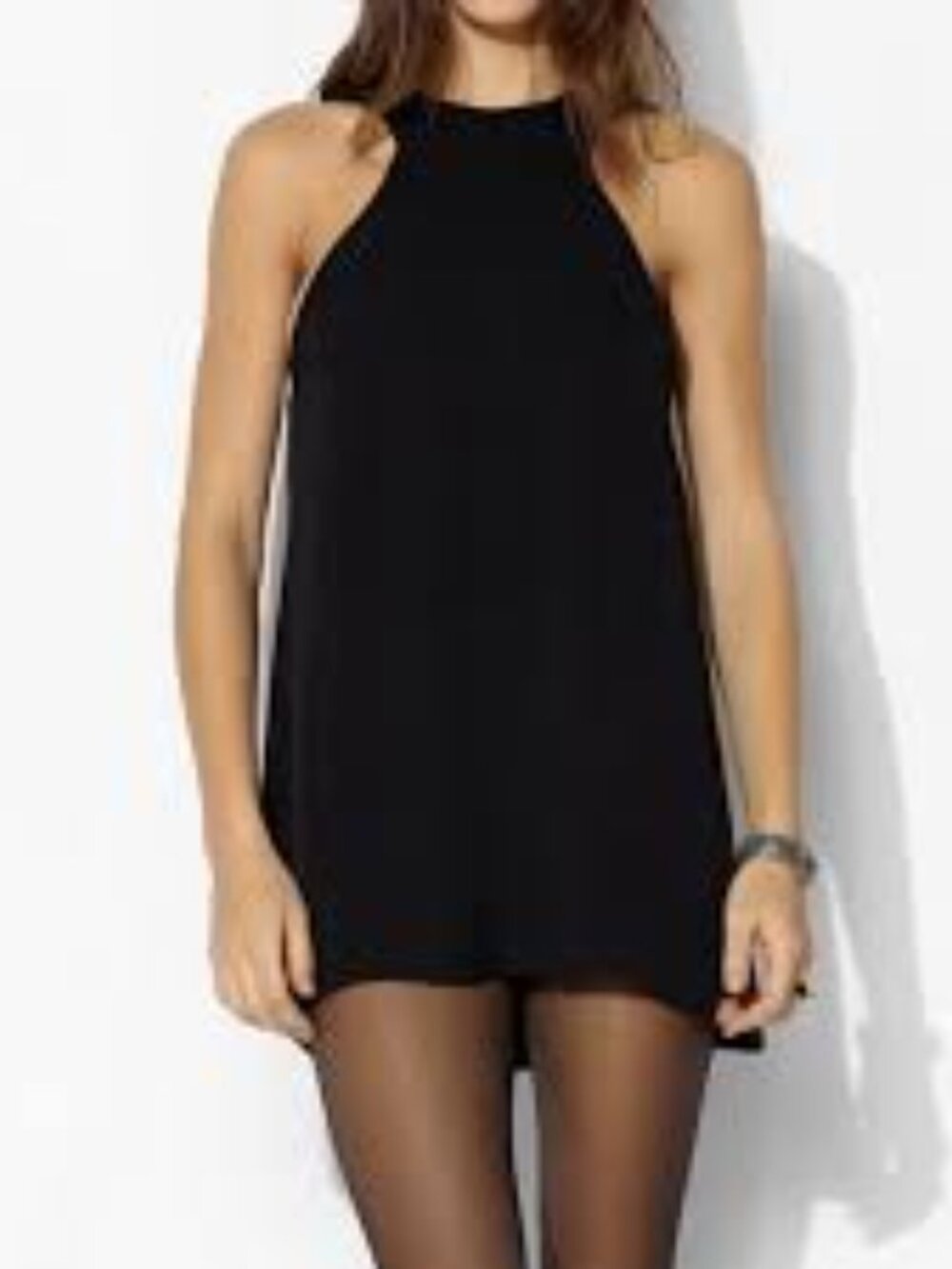 Reformation x Urban Renewal M Black High Neck Racerback Black Mini Dress